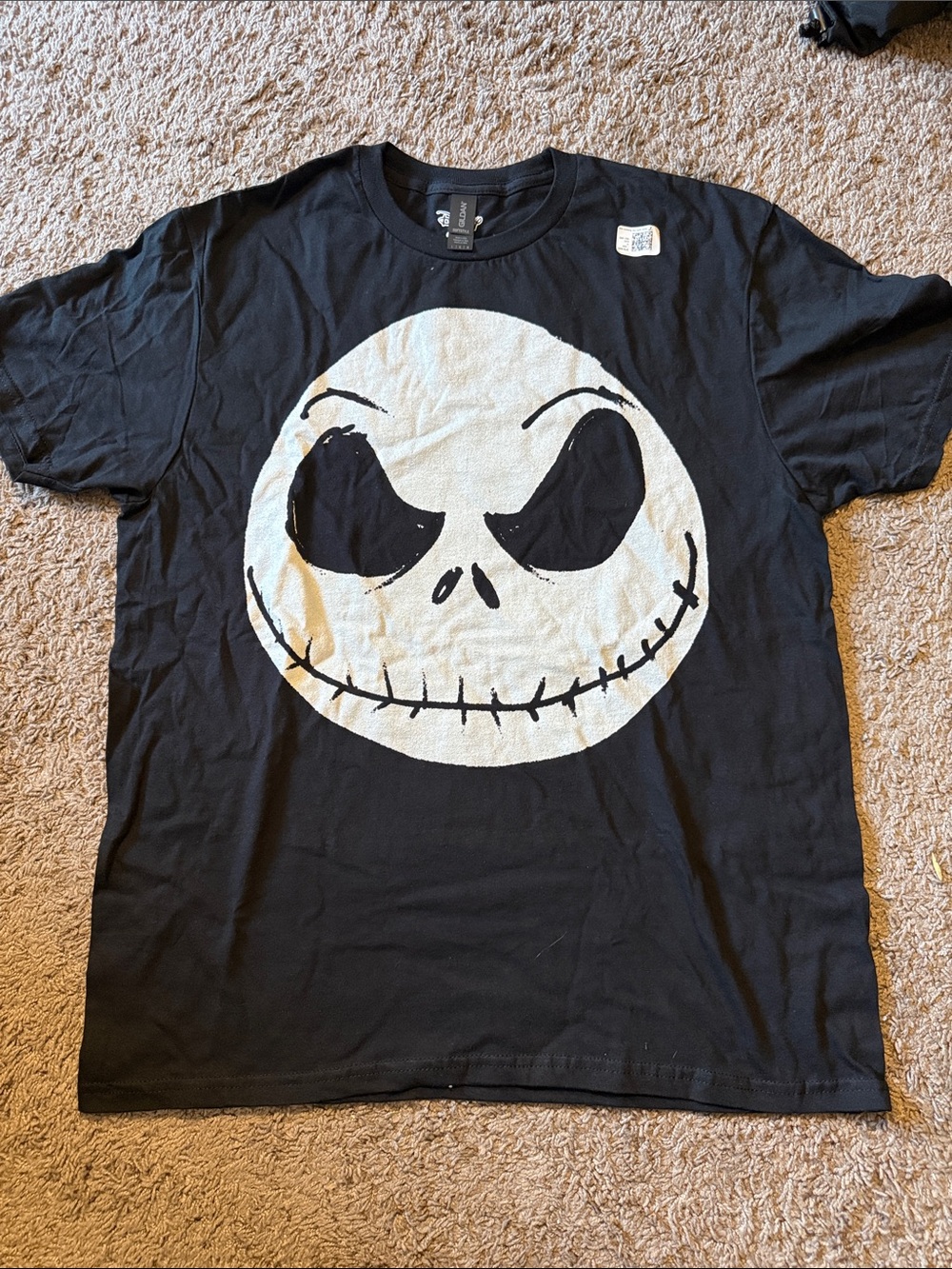 Gildan Black Short-Sleeve Tee with White Jack Skellington Graphic